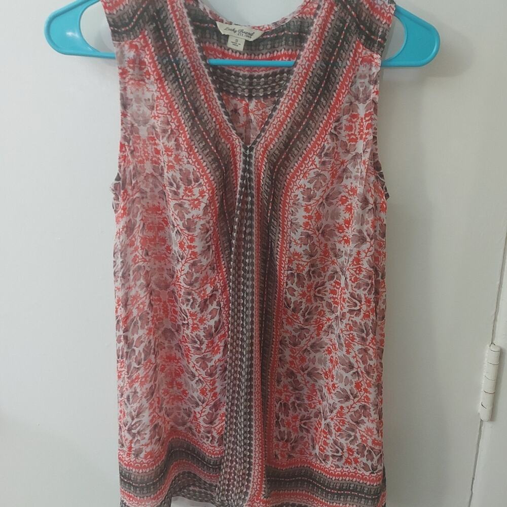 Lucky Brand Women's Printed Border Blouse S Bohemian Dopamine Fairycore Prints - Picture 3 of 10